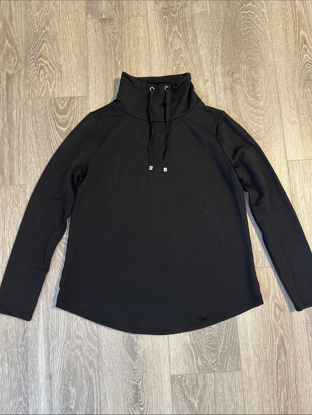 Ann Taylor Black Funnel-Neck Drawstring Sweatshirt - Size SP